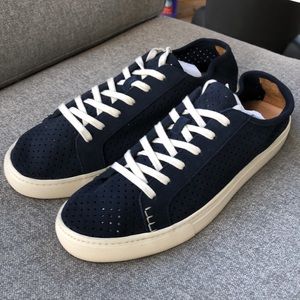 Soludos Perforated Leather Sneakers, Navy Size 13
